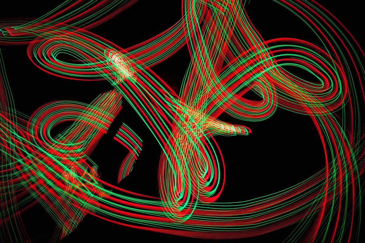 ornament time lapse photography of red and green lights fractal